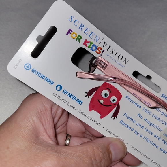 ICU Eyewear Kids Youth Screen Vision Blue Light Filtering Pink Oval Glasses New - Picture 5 of 7